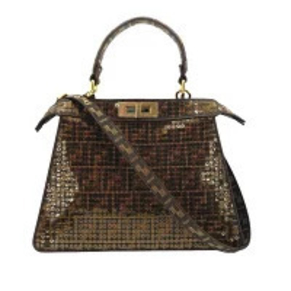 Fendi Peekaboo ISee U Sequin Handbag Shoulder Bag FF Zucca